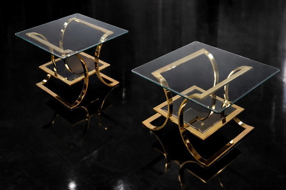 Image 1 of Vintage Mid-Century Italian Modern Glass Coffee Tables, 1960s, Set of 2