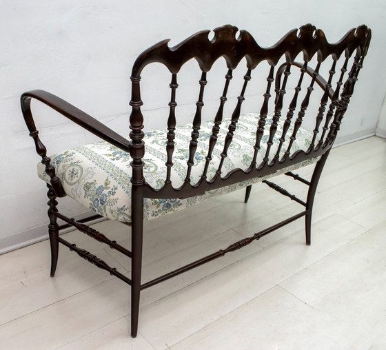 Image 1 of Giuseppe Gaetano Descalzi Mid Century Modernes italienisches Chiavari-Sofa, 1950er Jahre