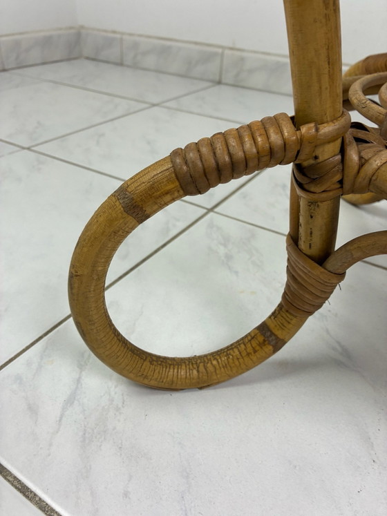 Tavolino vintage boho chic bambù formica, Tavolini, Rosso (foto 10 di 15)