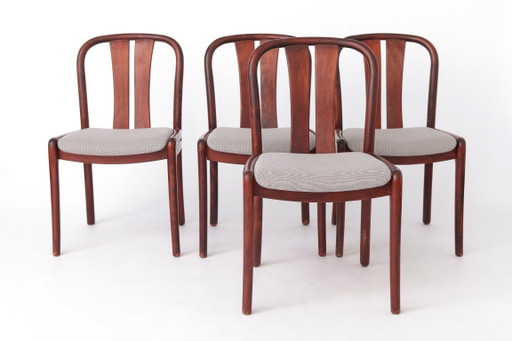 Ensemble de 4 chaises de salle à manger Casala vintage | Chaises en hêtre, style allemand milieu du XXe siècle | Revêtement