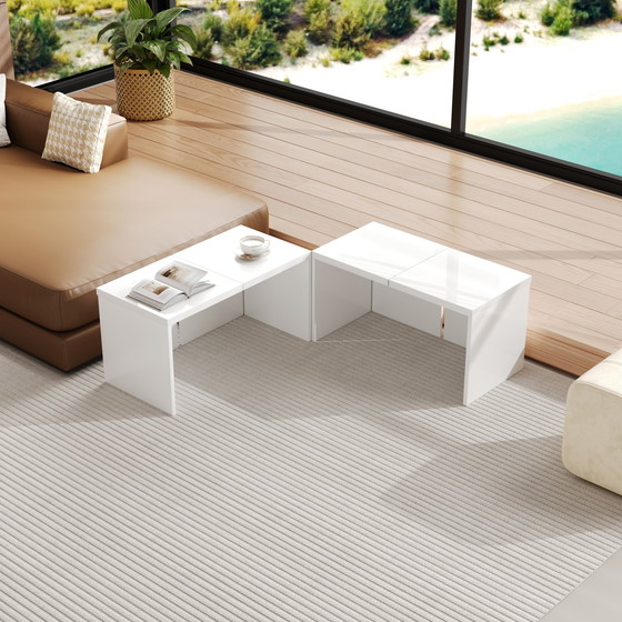 Image 1 of Urban Meuble White Glossy square coffee table, table top with free combination UVVEDS