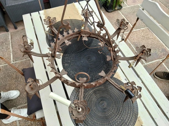 Lustre couronne Fer Forgé, Marron (photo 5 sur 5)