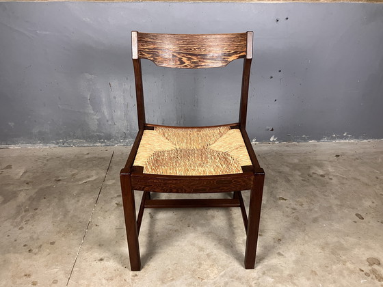 Image 1 of 6 Stühle Binsen Wenge Brutalist Mid Century