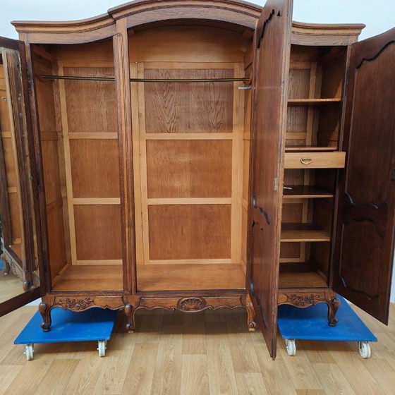 Image 1 of Vintage Antique French Oak Wardrobe Cabinet Dismantable