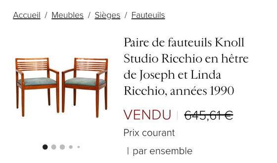 Image 1 of 🟢 Set van 5 KNOLL stoelen / Fauteuils van Joseph & Linda Ricchio, jaren 90