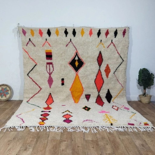 Wollen Azilal vloerkleed XXL kleurrijk – handgeweven natuurlijke wol (300×244 cm)