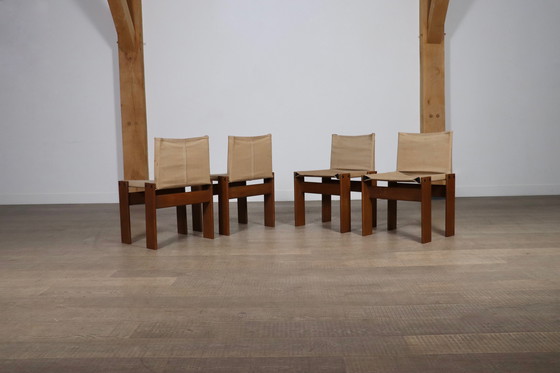 Image 1 of Set Of 4 Monk Dining Chairs By Afra And Tobia Scarpa For Molteni Italy 1974