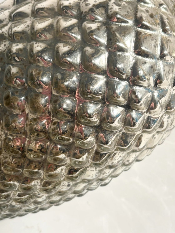 Grosse pomme de pin en métal argenté avec finition en verre, années 1960 – Objets déco, Metal, Glass (photo 7 of 7)