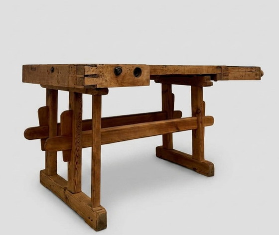 Image 1 of Établi industriel vintage en bois pour menuisier