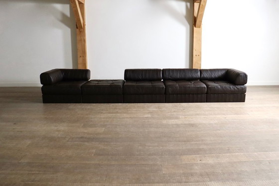 Image 1 of De Sede DS-88 Modular Sofa In Dark brown Patchwork Leather, Switzerland 1970s