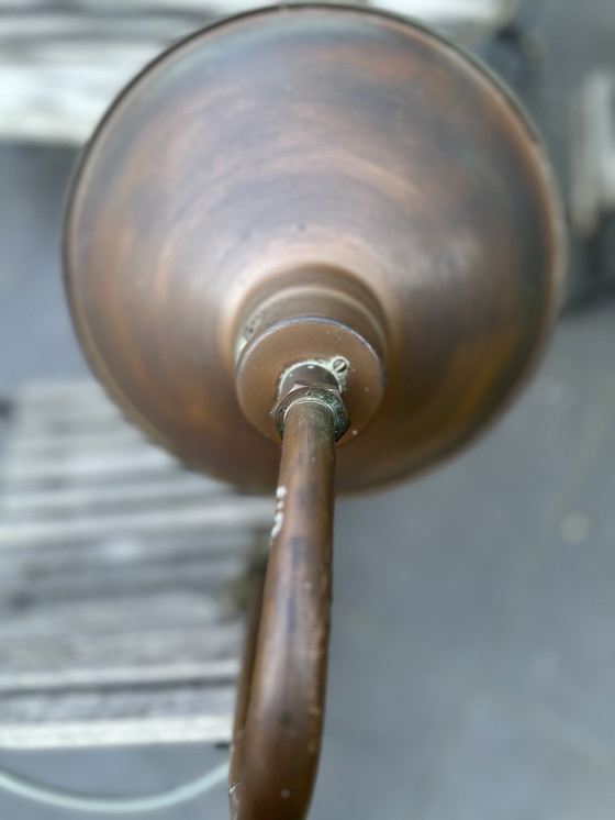 Image 1 of Industrial machine lamp with enamel shade (ca. 1930-1950)