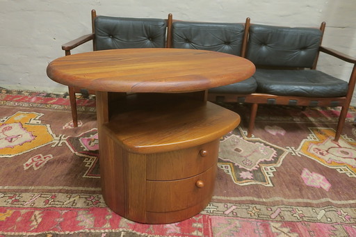 Teakhouten ovale salontafel met draaibaar blad van Silkeborg, Denemarken, jaren 1970