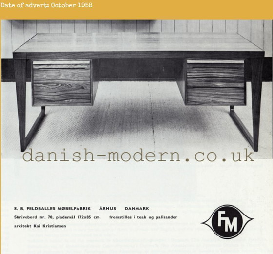 Image 1 of Scrivania bifacciale Kai Kristiansen 70 FM Furniture in palissandro