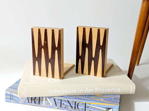 Pair of 1950s Wooden Bookends | Midcentury Bauhaus Style | Germany