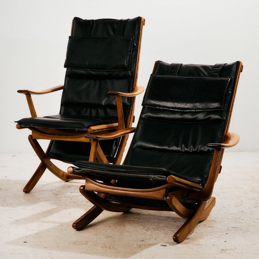 MK11199 Sillón de haya con tapicería de piel