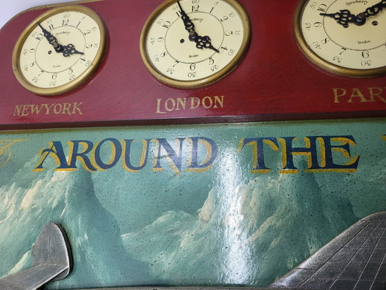 Image 1 of Imagen de reloj de avión de madera de Country Corner