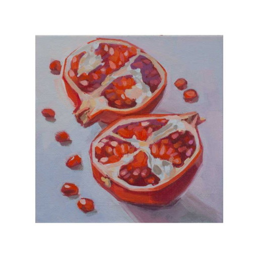 Pomegranate, Contemporary Impressionism in Miniature, 15x15; Sandra Kolondam