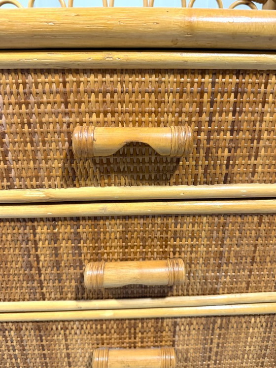 Image 1 of Rotan ladekast nachtkastje 1980's