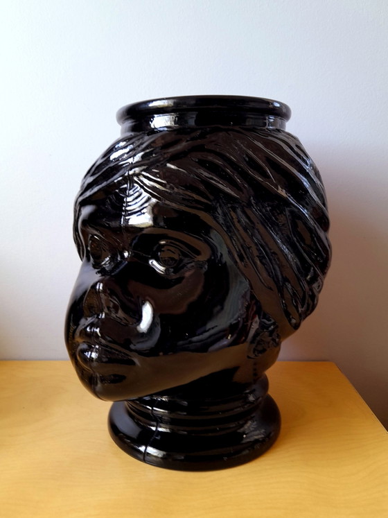 Image 1 of Moor's head vase or cachepot in glass, 1970