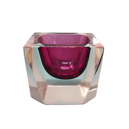  Load Image Into Gallery Viewer, 1960S Stunning Murano Pink/Blue Ashtray Or Catch-All By Flavio Poli For Seguso Load Image Into 