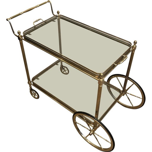 Carrello vintage in ottone argentato, Francia 1940