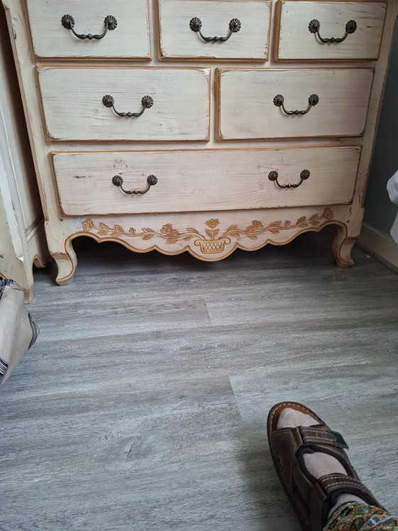 Cassettiere classica color crema con sette cassetti, Legno, Metallo, Klassiek (foto 2 di 5)