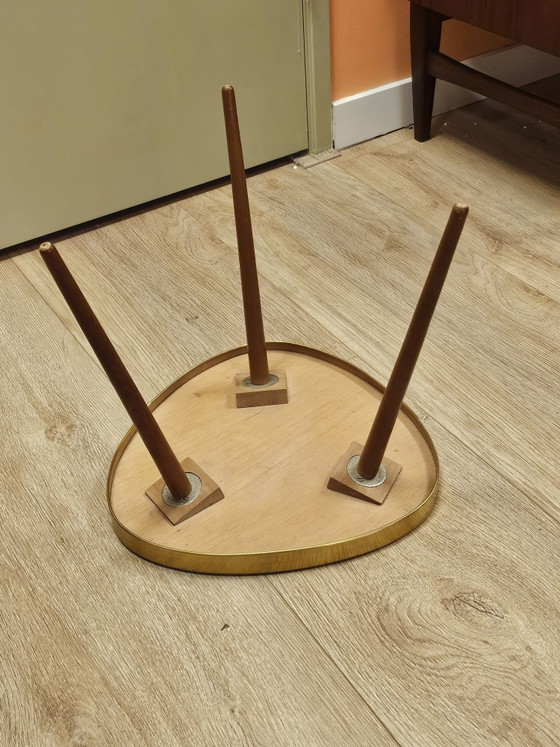 Vintage Plant Table Side Table Formica Red, Wood, Brown (photo 7 of 7)
