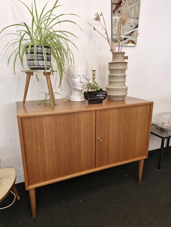 Image 1 of Beautiful Small Vintage Sideboard Teak Veneer 70s