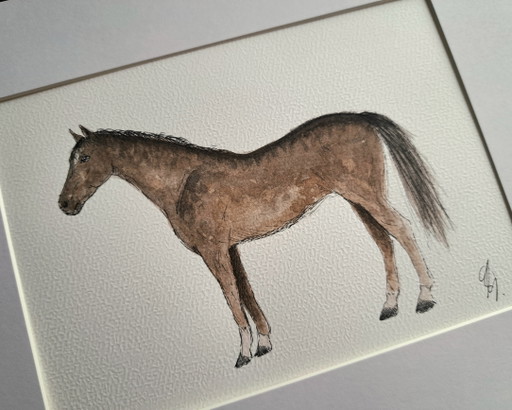 Watercolor Painting Horse Original | Includes Frame – schilderijen tekeningen, Paper (photo 2 of 5)
