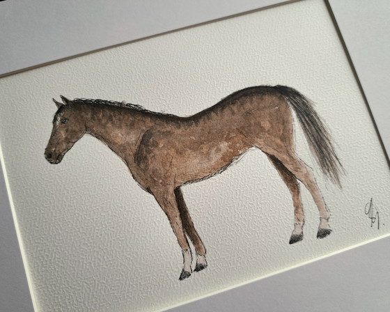 Watercolor Painting Horse Original | Includes Frame – Paintings & Drawings, Paper (photo 2 of 5)