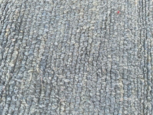 Handwoven Moroccan Berber Rug: Blue Geometric Wool Carpet 2X3m