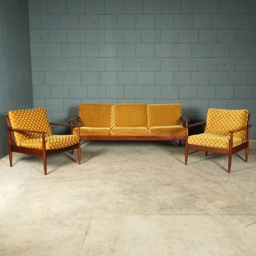 Vintage zithoek/zitgroep – teakhout – jaren 60/70