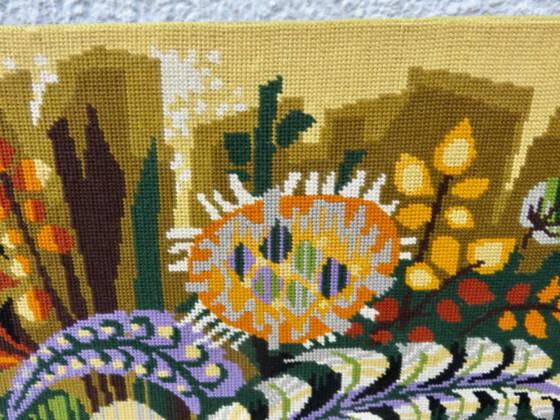 Gran tapiz futurista y psicodélico, al estilo de Jean Lurçat, años 60-70. – Decoración de pared, Wool (photo 7 of 15)