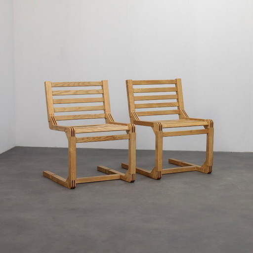 Rare Pair of Postmodern Constructivist Chairs, Netherlands, 1980s – fauteuils, Wood