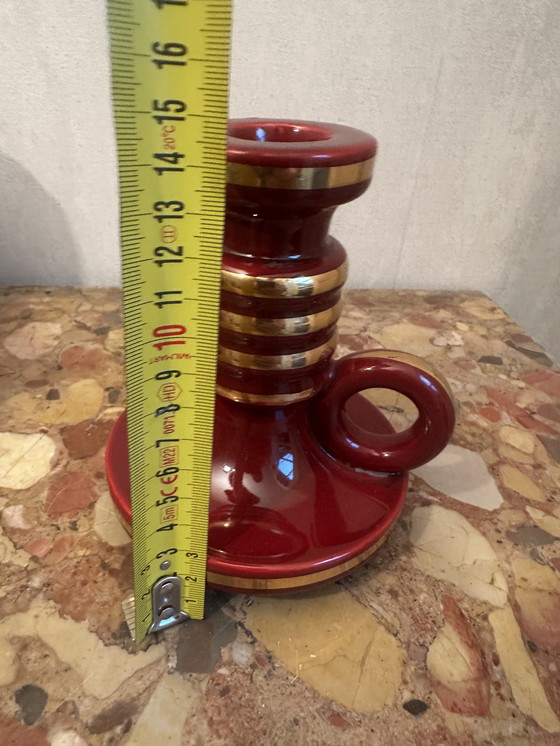 Image 1 of Bougeoir debut années 50 en céramique St-Clement Bordeaux Rehaussé d’ Or