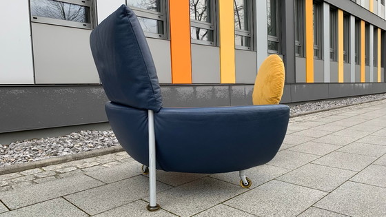 Image 1 of Divano/seduta di design CASSINA in pelle Topkapi blu/grigio - giallo