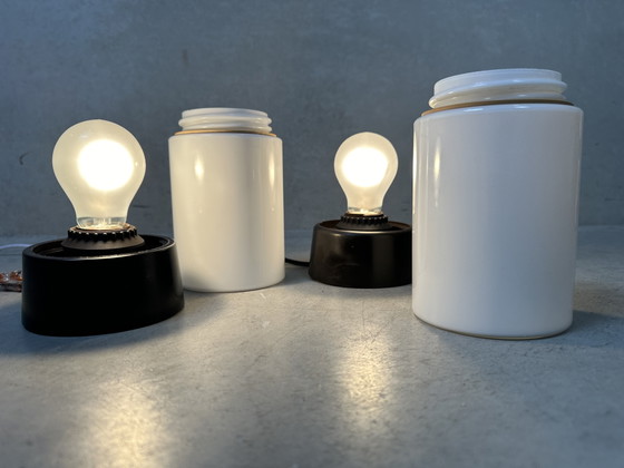 2x Vintage Plafondlamp - Bakeliet En Opaline – Niko, Plafondlampen, Other, Glass (photo 7 of 10)