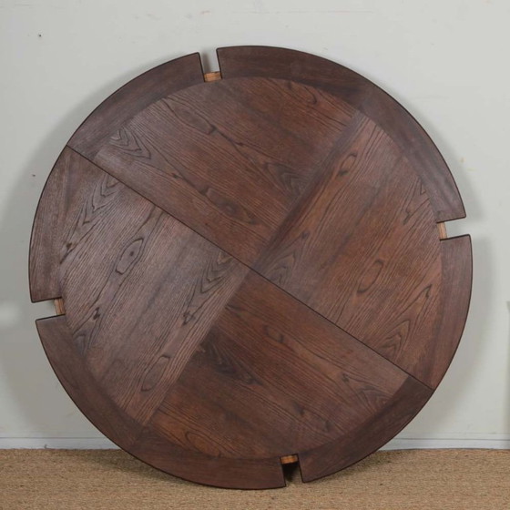 Image 1 of Ronde uitschuifbare houten eettafel geproduceerd door Monopoly, 1970