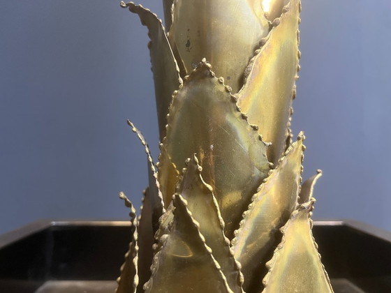 Image 1 of Messing vloerlamp in de vorm van een palmboom van Maison Jansen, jaren 70.