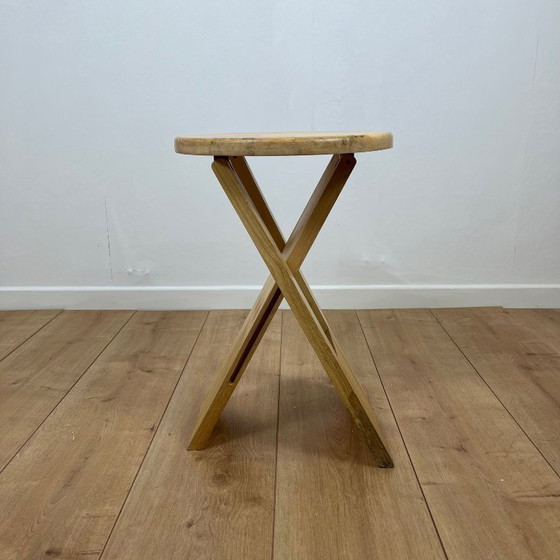 Image 1 of Klappbarer Buchenholzhocker von Roger Tallon für Sentou, 1970/80