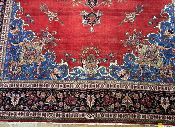 Image 1 of PERZISCH TAPIJT TABRIZ TEBRIS HANDGEKNOPT OVERSIZE 417X315CM SEMI ANTIEK JAREN 50 TOPCONDITIE