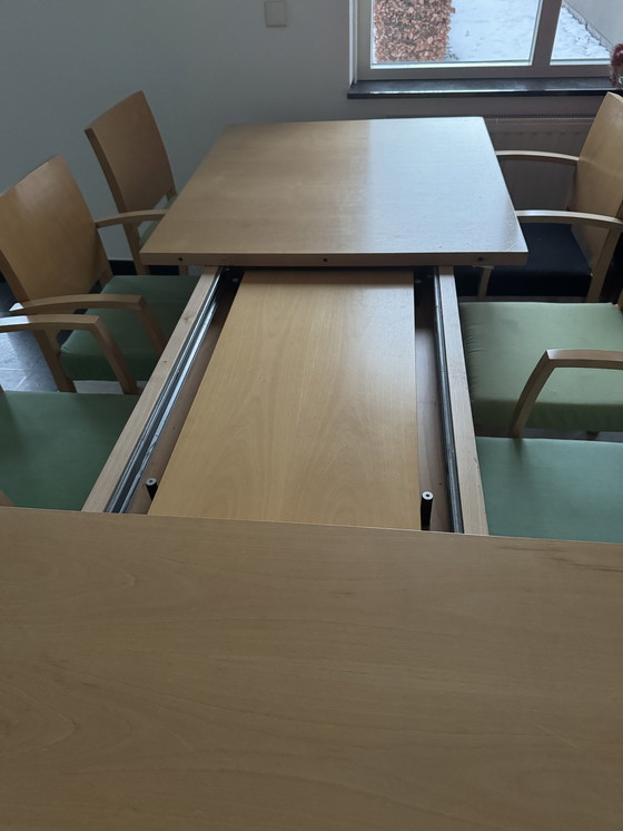 Image 1 of Thonet extendable dining table with 7 Thonet chairs