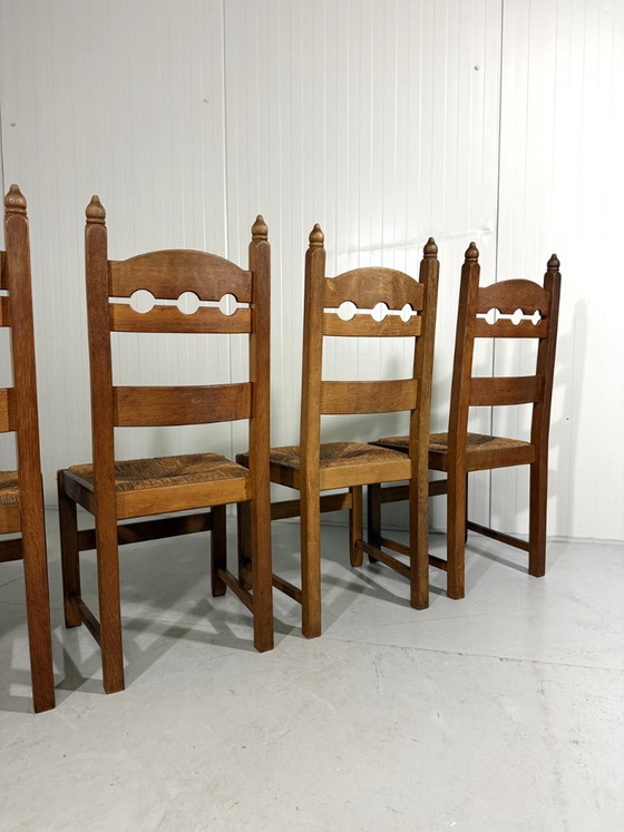 Rustieke Eiken Razor Back Eetkamerstoelen 1960’s – Wicker (photo 14 of 18)