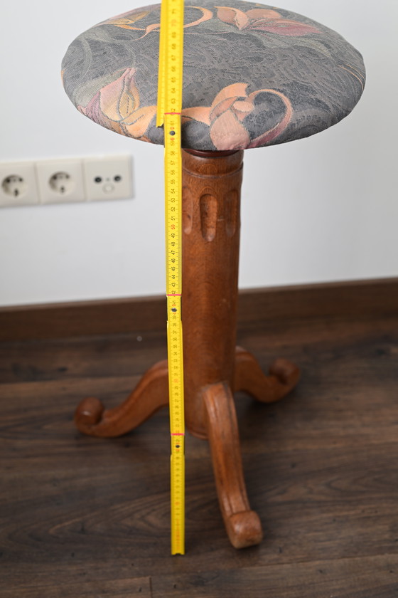 Image 1 of Tabouret de piano en bois français ancien, tabouret de piano en bois, réglable, ferme antique.