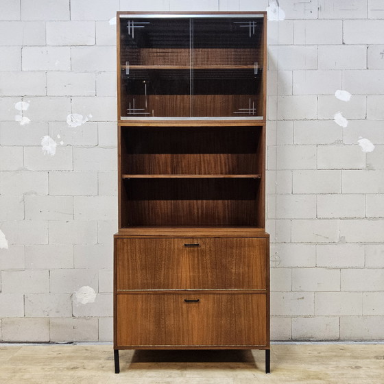 Image 1 of Librería/mueble bar de teca estilo años 60 (vitrina expositora), mueble de 3 piezas de mediados de siglo.