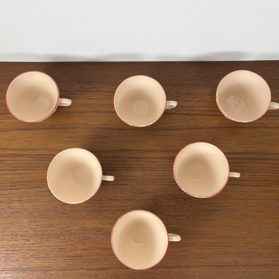 Image 1 of Digoin-Sarrguemines Art Deco Pink and Red Coffee/Tea Set