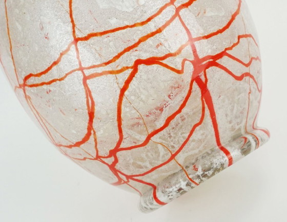 Image 1 of loetz klostermühle vaso in vetro art deco anni '30 vetro arancione bianco e trasparente