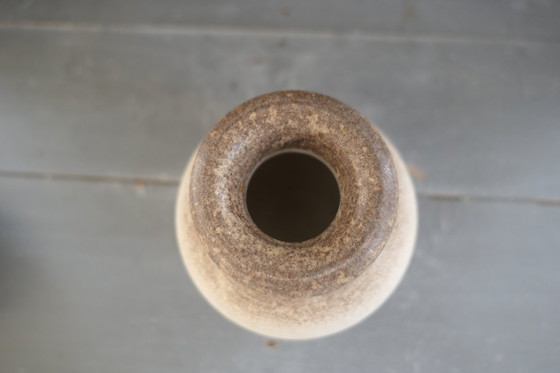 Image 1 of Vintage set of round vases in cream and brown tones