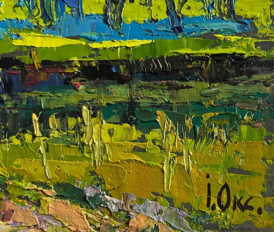 Image 1 of Original Oil Painting Summer Bridge Landscape To the other side