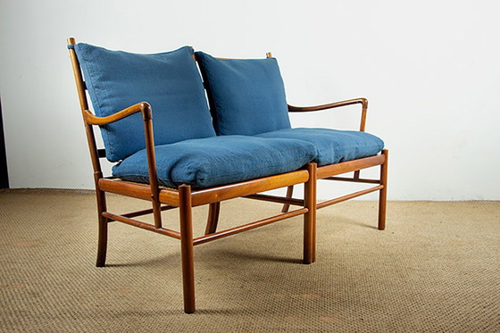 Image 1 of 2-seat Danish sofa in mahogany and cane, model PJ 149/2 OR "Colonial chair" by Ole Wanscher for Poul Jeppesen.